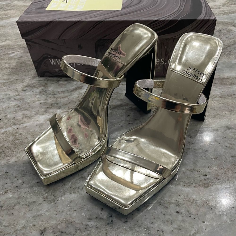 Nwt Jeffrey Campbell Gold Hustler Platform Sandal Size 7 - Picture 6 of 14